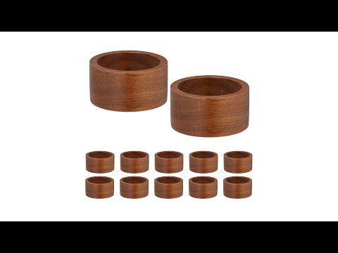 Servetringen in set van 12 bruin - plaatmateriaal op houtbasis - 5 x 3 x 5 cm