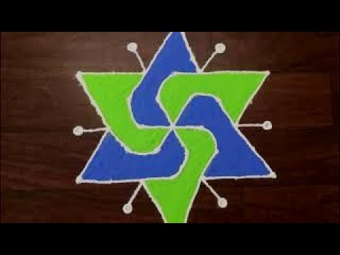 rangoli designs for diwali by Gauri || 7 x 6 x 7 x 4 x 1 Interlaced dot rangoli design with colour Video