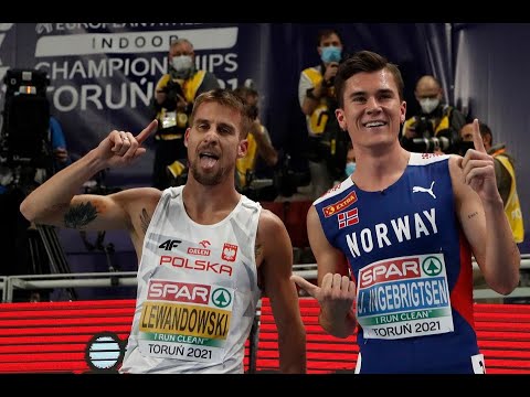 Jakob Ingebrigtsen vs Marcin Lewandowski 1500m Finał Halowych Mistrzostw Europy Toruń 2021.