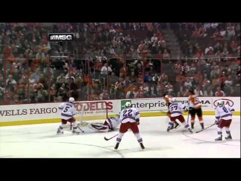 Henrik Lundqvist robs Simmonds. NY Rangers vs Philadelphia Flyers 4/3/12 NHL Hockey