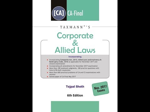 Corporate and allied laws - CA final Book for November 2017 ICAI examination