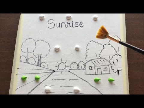 Daily Challenge #28 Sunrise Nature Scenery | Acrylic Painting Demo | Easy & Relaxing | Fan Brush