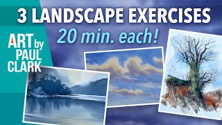 3 Landscape Exercises - 20 minutes each! - in Watercolour