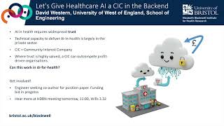 Let's Give Healthcare AI a CIC in the Backend - David Western