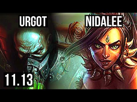 URGOT vs NIDALEE (JUNGLE) | 8/1/10, 1400+ games, Legendary, 900K mastery | KR Diamond | v11.13