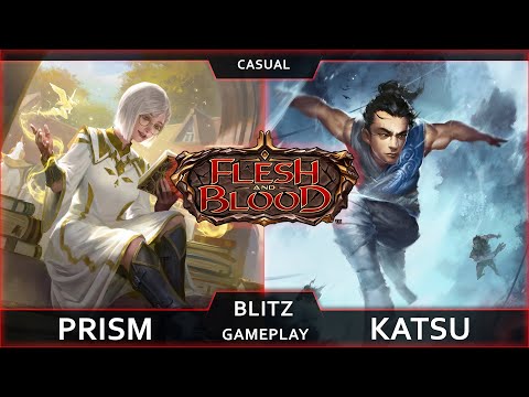 Super Blitz! Prism (Light Illusionist) vs Katsu (Ninja). Flesh and Blood TCG. Blitz gameplay video.
