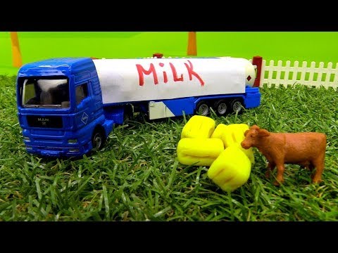 Yardımcı arabalar: Traktör ve süt kamyonu. Araba ile eğitici video.