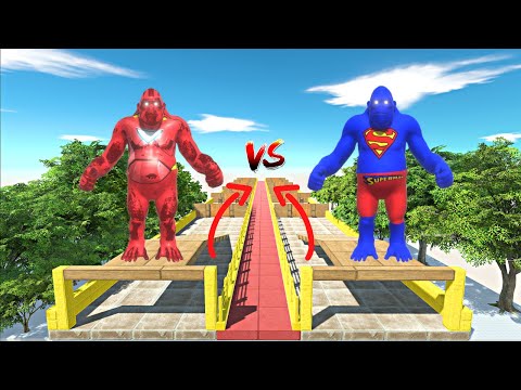 SUPERMAN GORO vs IRON MAN GORO DEATH RUN RACE - Animal Revolt Battle Simulator