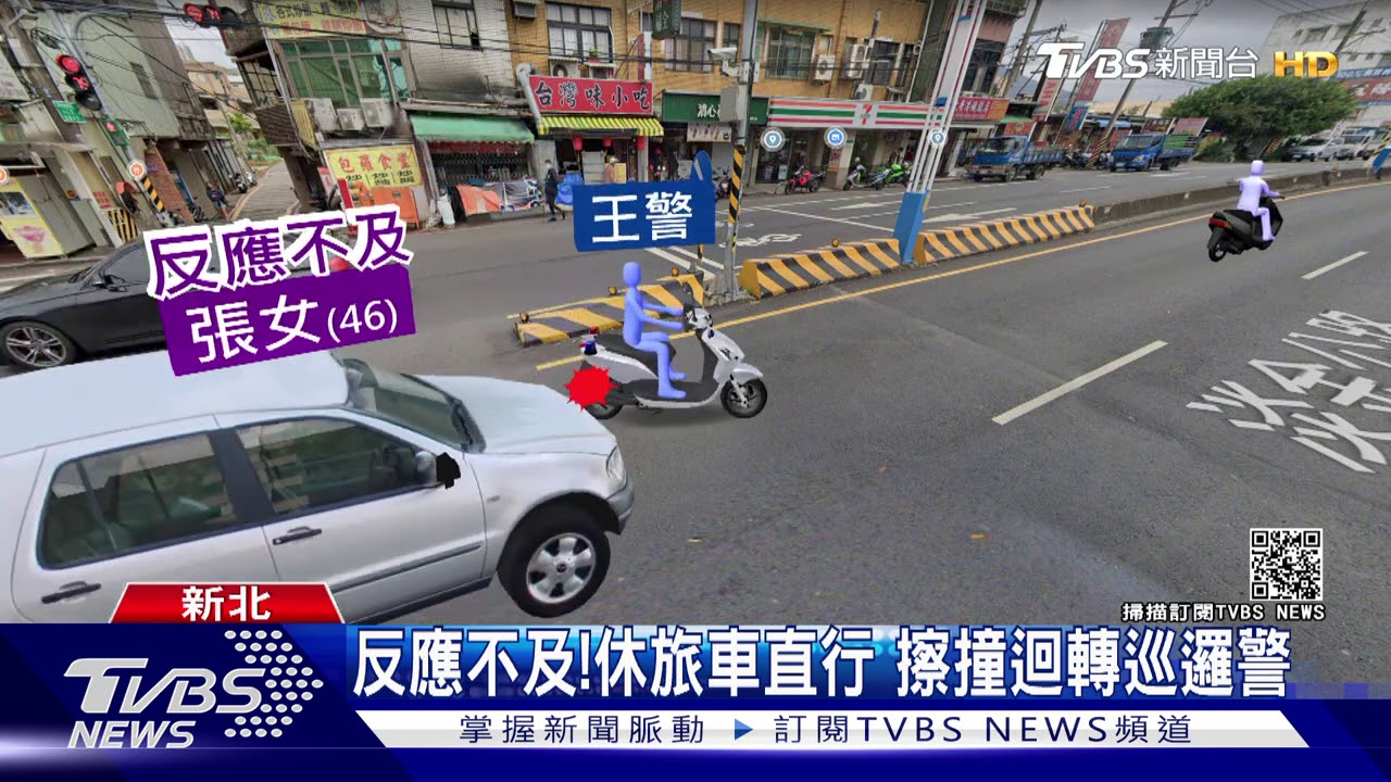追違規!淡水警迴轉遭撞飛 一度失去意識