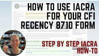 Using IACRA For Your CFI Recency Update 8710 Form: CFI Update Steps: H