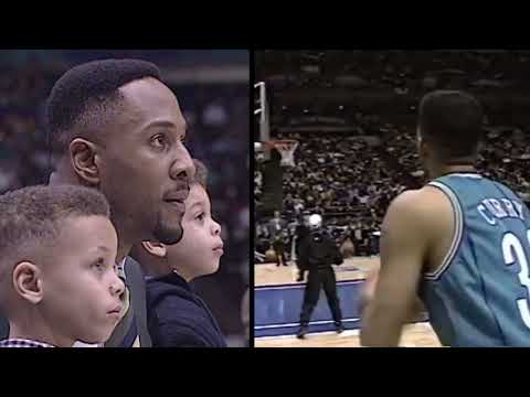 Young Curry Brothers watch their dad Dell compete in the 3-point shootout at 1994 NBA All-Star