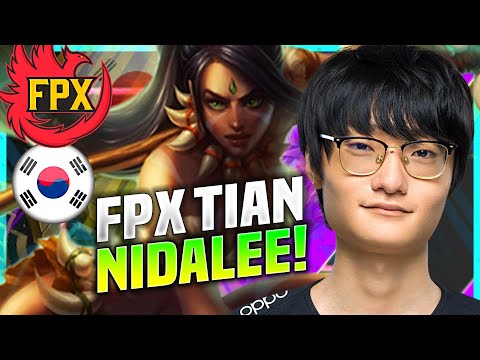 TIAN IS READY FOR NIDALEE! - FPX Tian Plays Nidalee Jungle vs Kindred! | KR SoloQ Patch 10.22