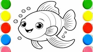 Drawing Fish and Coloring for Kids & Toddlers | This Video Can Improve Drawing Ability 🐠