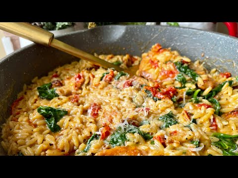 Creamy Chicken Orzo Pasta- The Lazy Girls Kitchen 