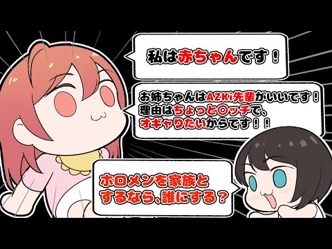 【手書き】大空スバルの「ホロメンを家族とするなら誰か?」という質問に、正直な回答をする一条莉々華【hololive/大空スバル/一条莉々華】