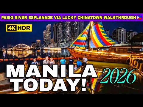 Manila At Night 2026 🇵🇭 | Pasig River Esplanade Newest Attraction In Stunning 4K HDR Philippines