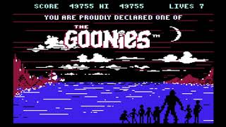 C64 The Goonies...Theme tune, Zzap review page, level and loading screen shots. Box art