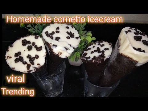 Cornetto icecream|Ghar par banaye Bina Whipped cream Bina mould homemade cornato chocolateicecream..