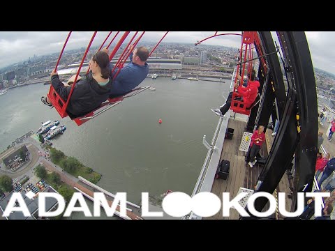Riding the Over The Edge Sensation Swing at A'DAM Lookout in Amsterdam