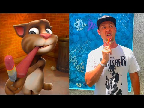 Daddy Tom imitates Talking Tom Cat - Repeat After Tom Challenge
