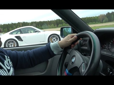 [4k] Porsche 911 GT2 RS vs BMW M3 E30 V10 S85 TWO races in Ultra HD 4k