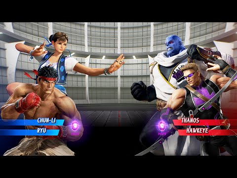 Ryu & Chun-Li VS Thanos & Hawkeye (Very Hard) - Marvel vs Capcom | 4K UHD