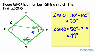 Finding Unknown Angles in a Rhombus
