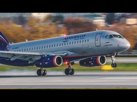Красивые посадки самолетов с близкого расстояния на новую полосу 24R в аэропорту Шереметьево.10/2019