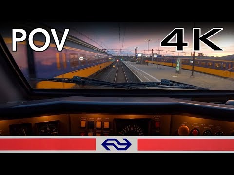 Sunset sky 4K TRAIN DRIVER'S POV Deventer - Utrecht VIRM 6jul 2019