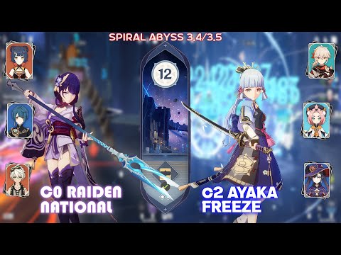 C0 Raiden National & C2 Ayaka Freeze |  ABYSS 3.4/3.5  | Floor 12 - 9⭐#genshinimpact #genshinindia