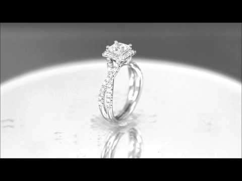 18K WHITE GOLD PRINCESS CUT DIAMOND ENGAGEMENT RING DECO 1.65CTW - KNR INC - 745