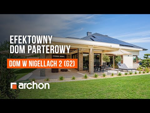 Nowoczesny dom parterowy z dużym tarasem - Dom w nigellach 2 (G2) - ARCHON+ Projekty Domów #dom