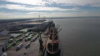 Grain ship being loaded at Peel Ports
