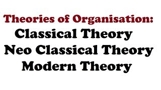 01 What is theory of organisation | Classical theory | Neo classical theory | Modern Theory