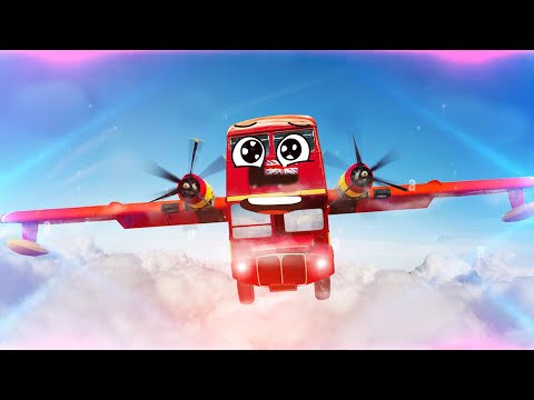 Doodles Bus Airplanes - Doodles are flying and  singing - Airplane photoshop with Bus