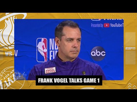 弗蘭克-沃格爾回顧了湖人隊對陣熱火隊的第一場比賽的勝利，2020年NBA總決賽。 (Frank Vogel recaps Lakers’ Game 1 win vs. Heat | 2020 NBA Finals)