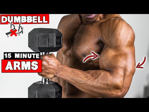 15 Minute Dumbbell Arms Workout At Home | Train Biceps And Triceps!