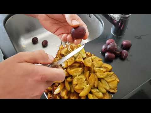 Knife vs. Plum ;-) Tutorial how to cut a plum. Zwetschge Pflaume richtig für Kuchen schneiden