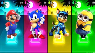Marion bros🆚Sonic Prime🆚Paw Patrol🆚Minions in Tiles Hop EDM Rush🎶