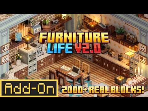 The BEST FURNITURE LIFE 2.0 ADDON Brings 2000+ BLOCKS to Minecraft Bedrock Edition