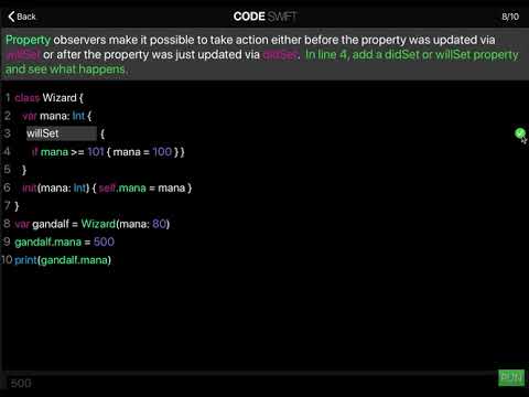 Learn Swift: Property observers (Chapter 18 Lesson 8)