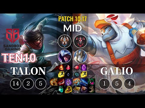 SB Ten10 Talon vs Galio Mid - KR Patch 10.17