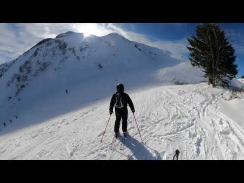 Samoens 1600. Dahu. (blue). Grand Massif. Feb2020. GoPro MAX 360.