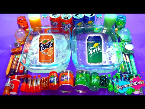 Mezclando Fanta VS Sprite en Slime (naranja vs verde) - Supermanualidades