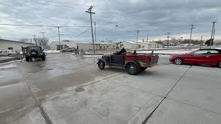 1930 Chevrolet Roadster Pickup Driving Away