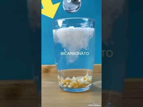 Experimento de la reacción química,producida entre diferentes mezclas que, hace flotar el maiz🌽