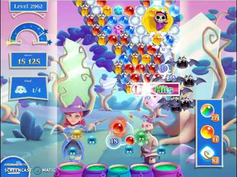 Bubble Witch 2 Saga Level 2962 with no booster & 2 bubbles left