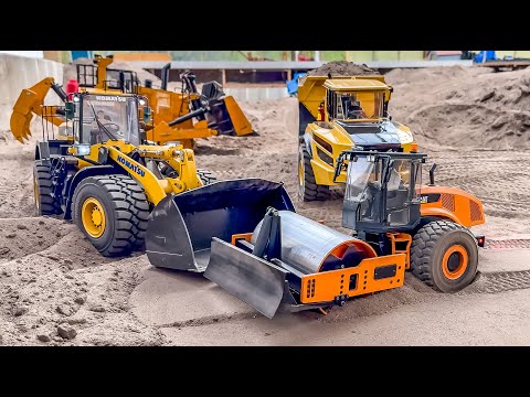 STUCK RC ROLLER GETS RESCUED, MEGA RC TRUCKS AND HEAVY MACHINES COLLECTION!