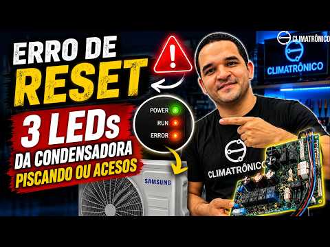 Vídeo: Erro de Reset: 3 LEDs Condensadora Samsung Inverter