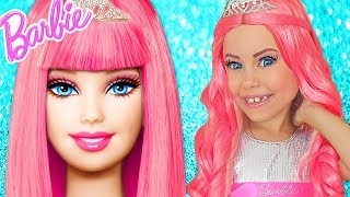Barbie Doll Kids Makeup Alisa Pretend Play how GIANT DOLL &amp; DRESS UP in Princess Dress &amp; Makeup Toys